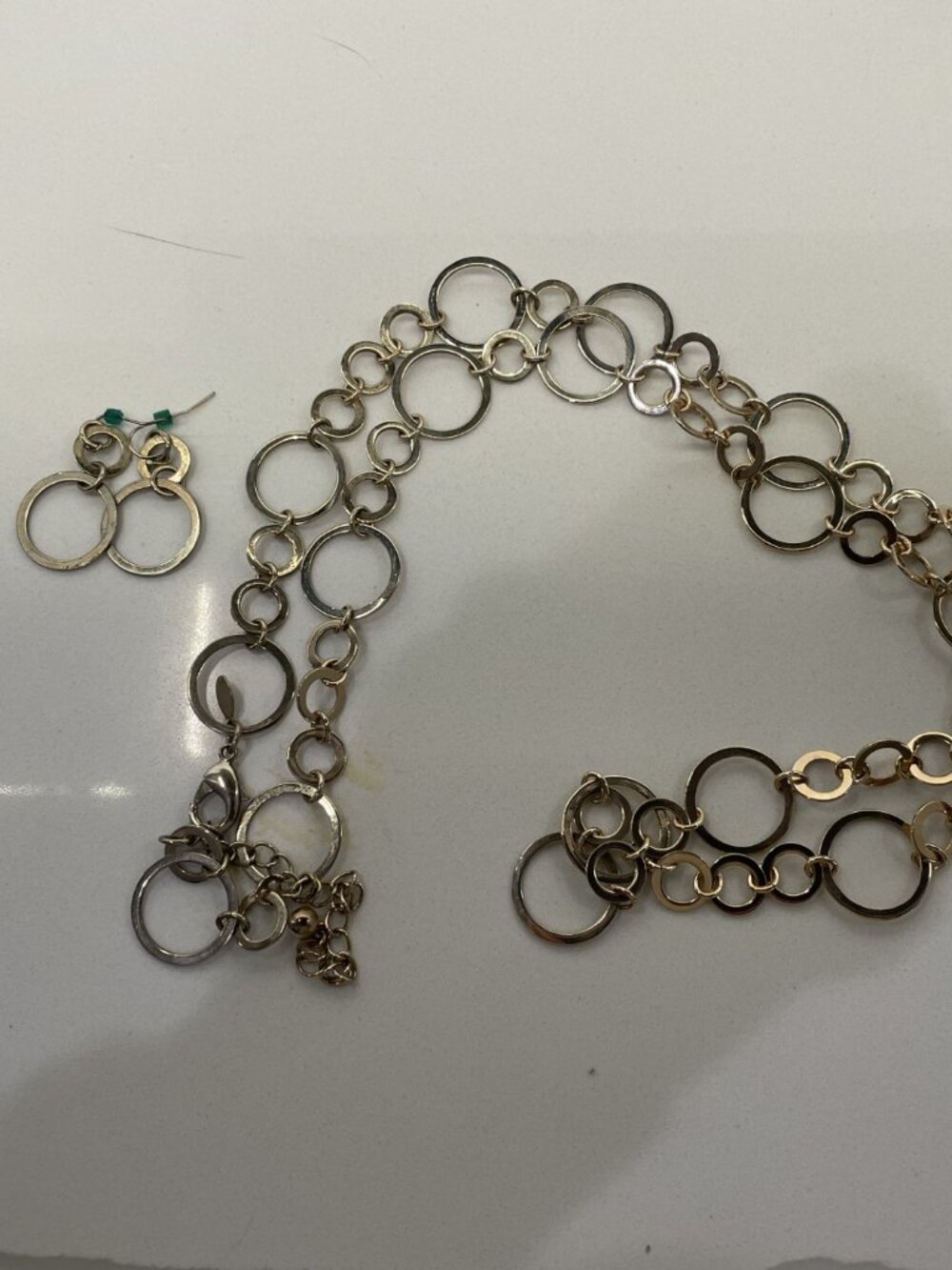 Chicos necklace and earrings set - 36" open link necklace - dangle earrings